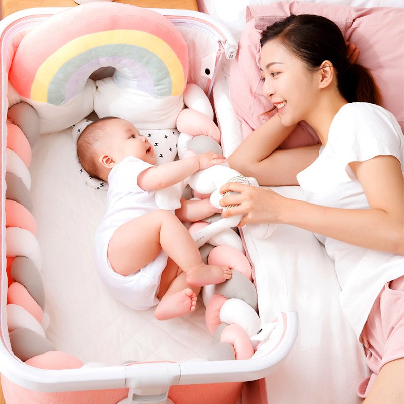 HZDMJ 2022最新モデル 添い寝 ベビーベッド ミニ 持ち運び 折りたたみ SGS認証済 三年保証 新生児 0ヶ 月〜24ヶ月 ゆりかご 蚊帳  付き 出産祝い 3色
