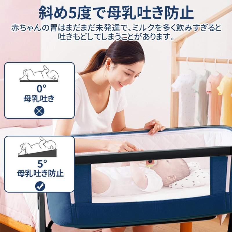 HZDMJ 2022最新モデル 添い寝 ベビーベッド ミニ 持ち運び 折りたたみ SGS認証済 三年保証 新生児 0ヶ 月〜24ヶ月 ゆりかご 蚊帳  付き 出産祝い 3色
